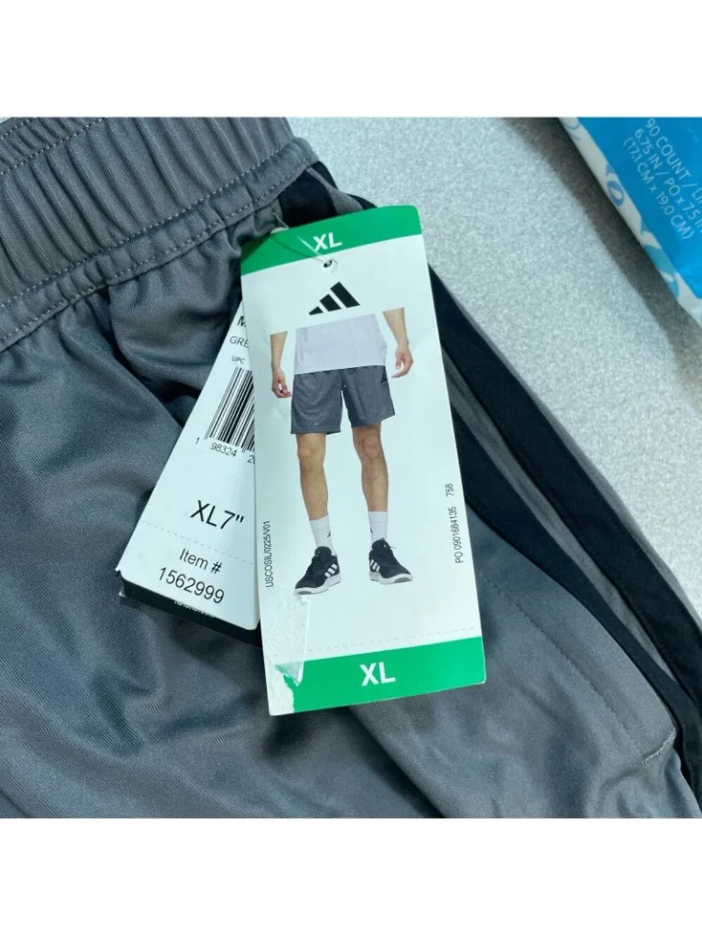 NWT Adidas Men's XL Gray Active Track Shorts Polyester Elastic Waistband